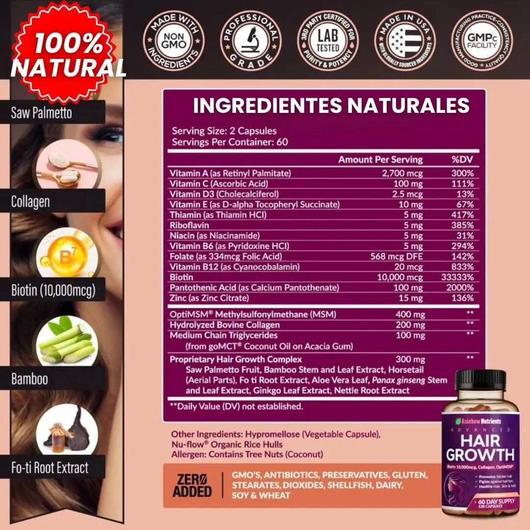 Hair Growth™ 24 en 1 I Tecnología americana para frenar la caída y hacer crecer tu cabello radiante Tienda Colombia 🇨🇴