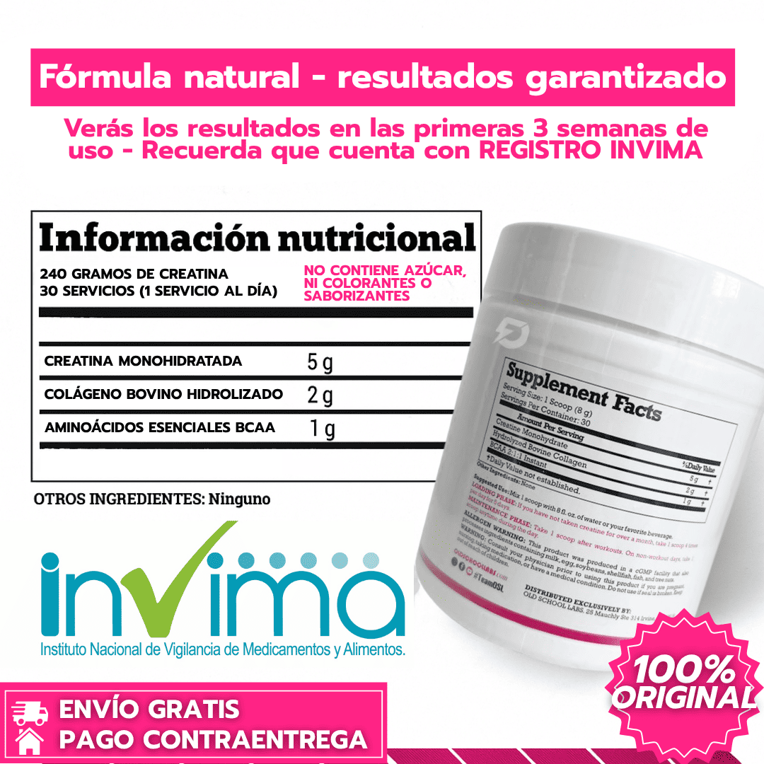 CREATINA MONOHIDRATADA OLD SCHOOL ORIGINAL - Aumenta glúteos y piernas en 3 semanas